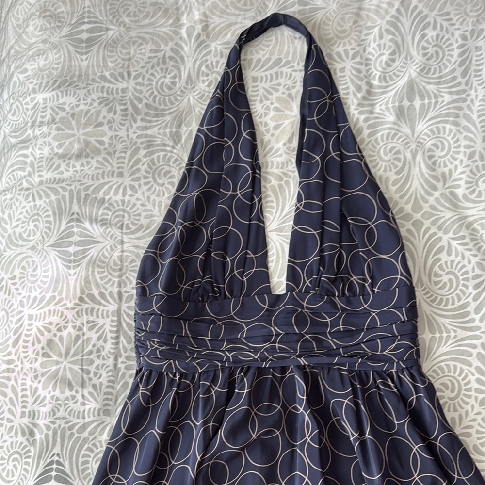 Victoria’s Secret Navy Halter Dress with Circle Pattern